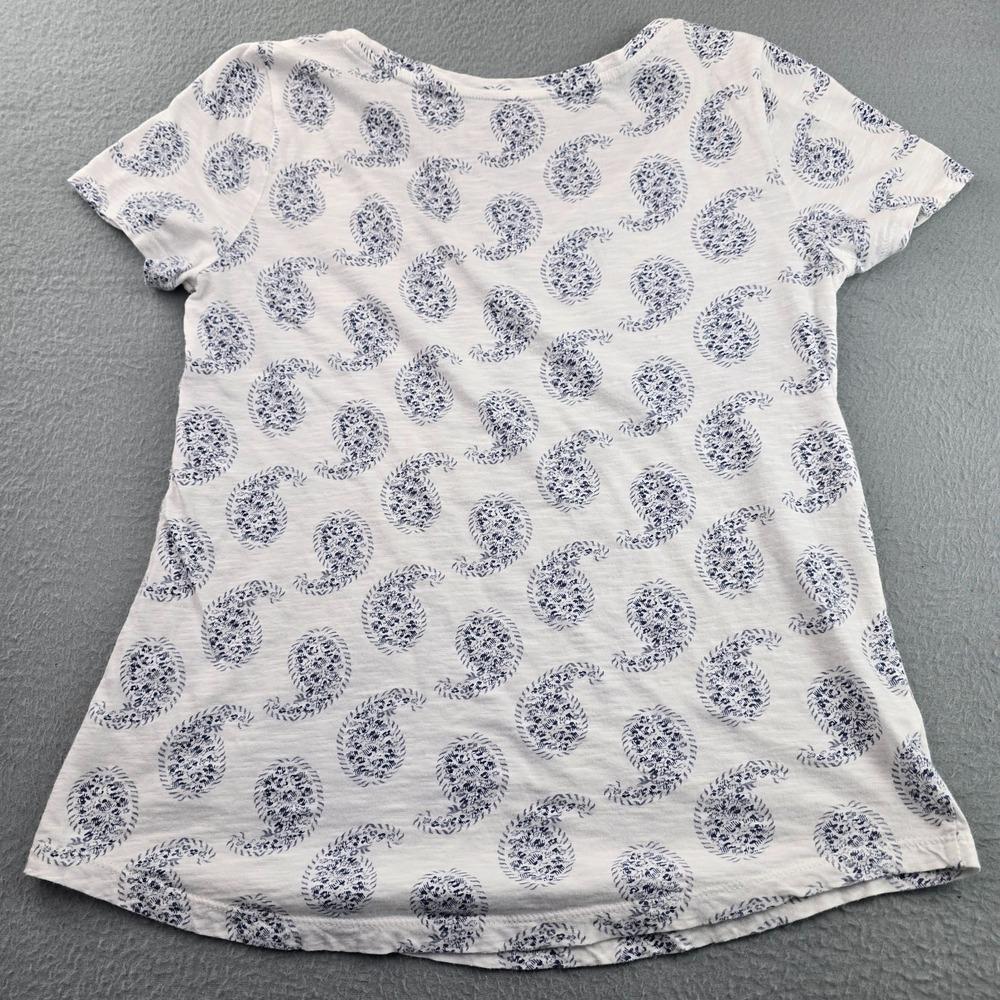 Ann Taylor LOFT Sun Washed T Shirt Women Medium White Blue Paisley everyday Wear - Picture 6 of 7